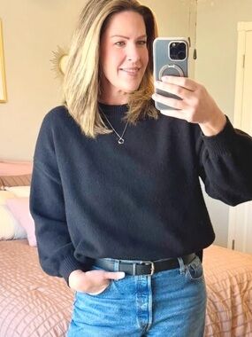 Women's Black “TikTok” Relaxed Crewneck Sweater